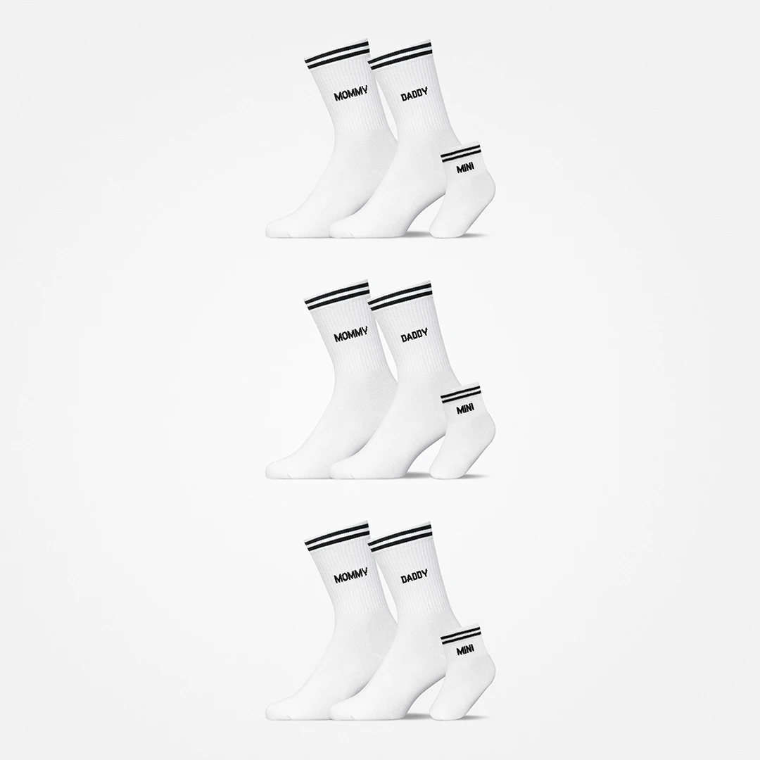 Familiensocken „Mommy, Daddy, Mini“ | Weiß – 10