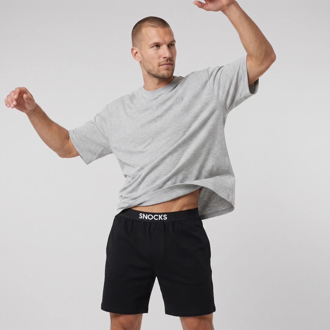 Schlafanzug Set Herren kurz | Mix (Schwarz/Hellgrau Meliert) – 5