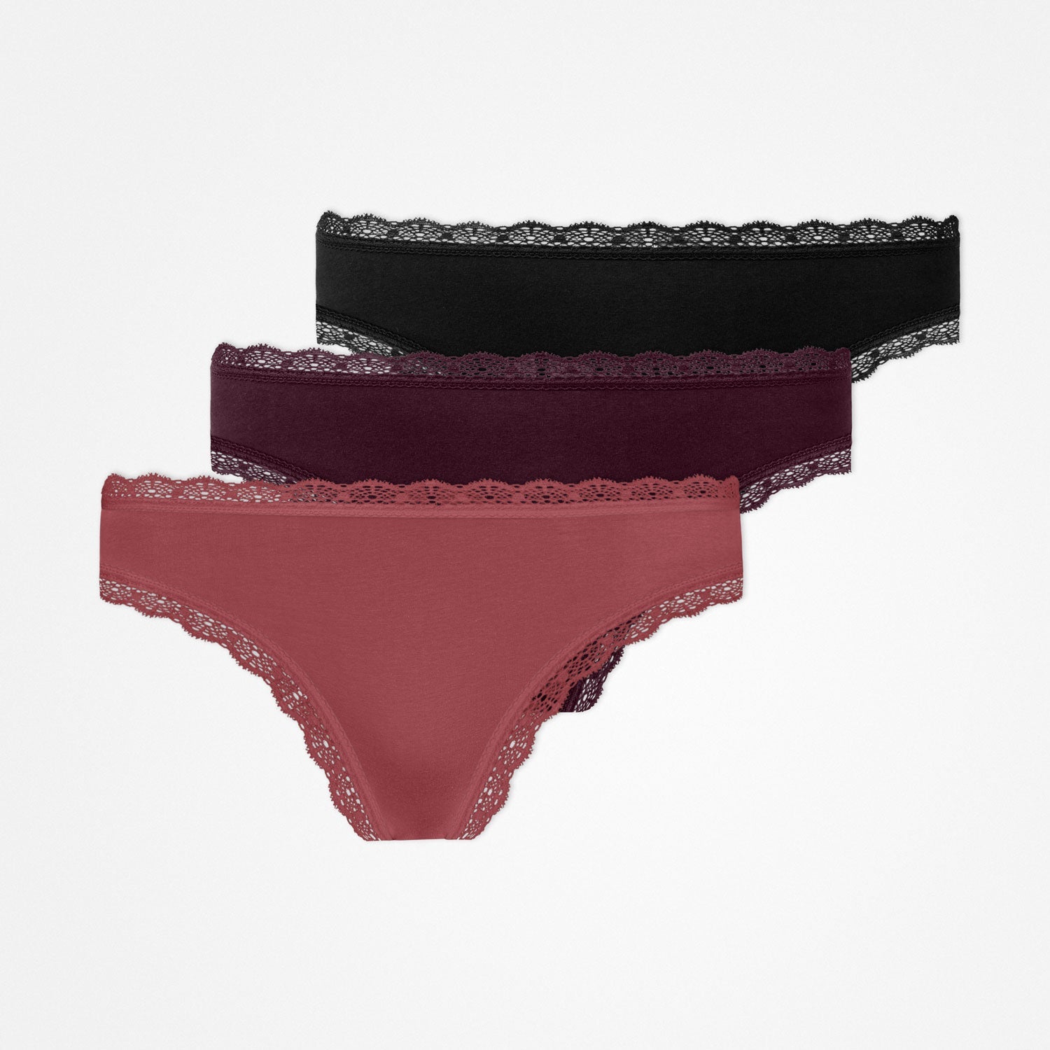 Tangas mit Spitze | Mix (Mauve/Weinrot/Schwarz) – 12