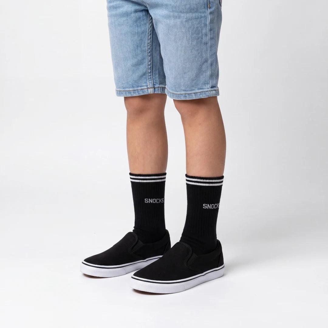 Hohe Sportsocken mit Streifen Kinder | Schwarz – 5