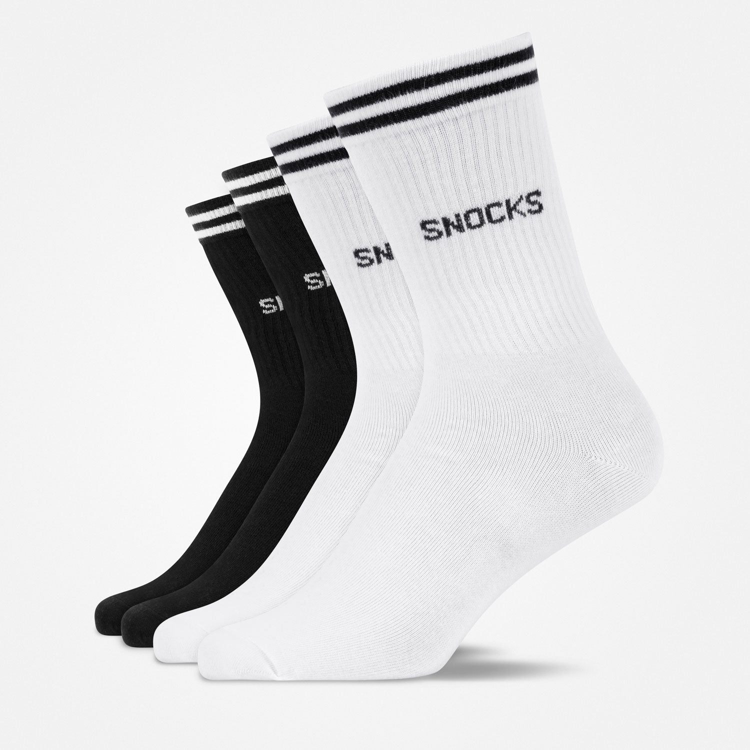 Hohe Sportsocken mit Streifen | Schwarz-Weiß – 8