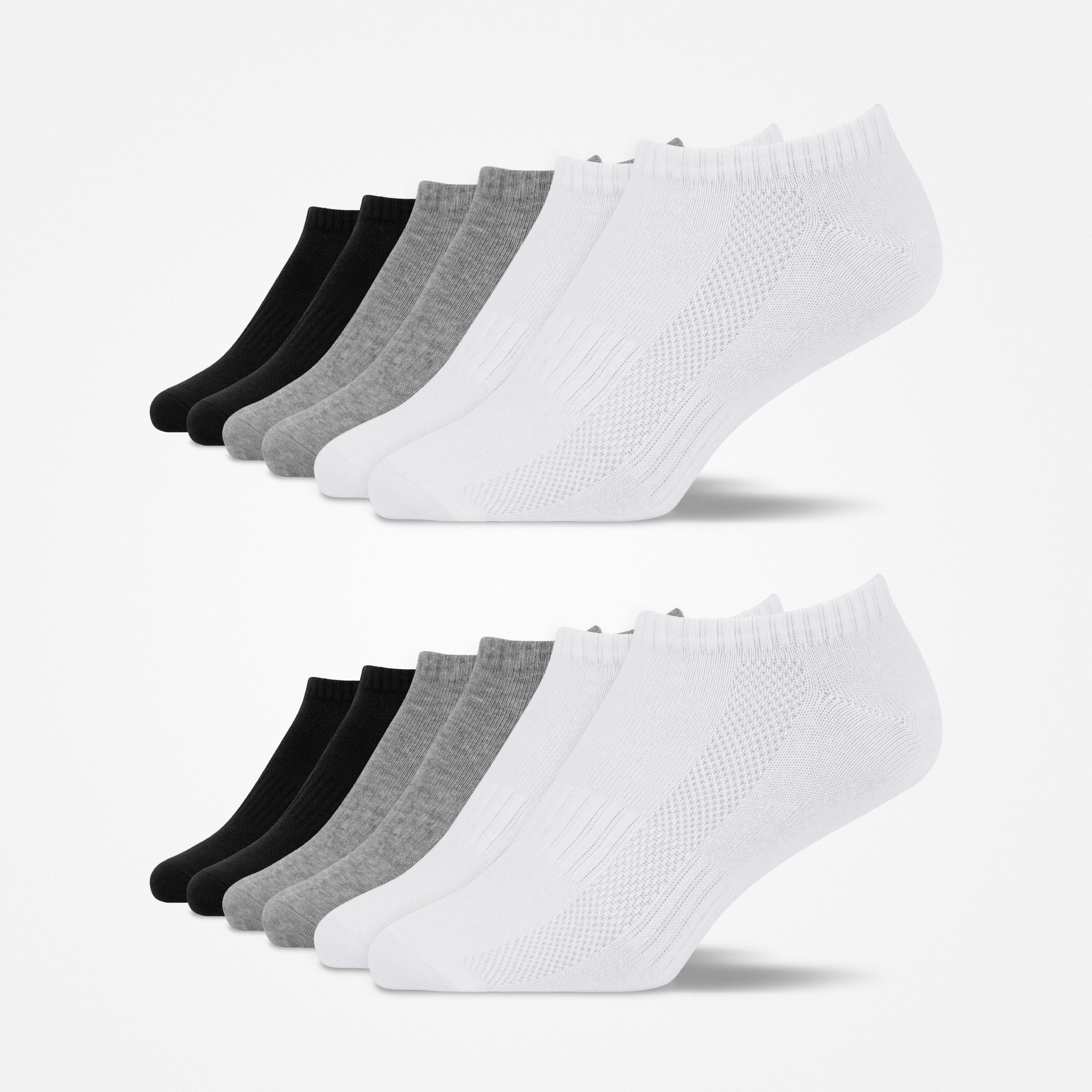 Kinder Sneaker Socken | Mix (Schwarz/Weiß/Grau) – 9