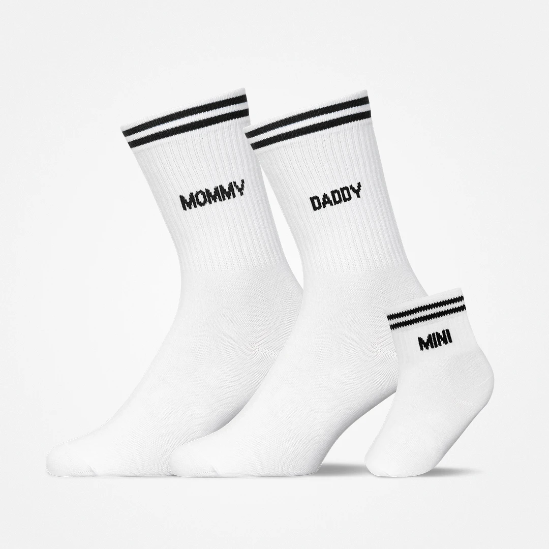 Familiensocken „Mommy, Daddy, Mini“ | Weiß – 8