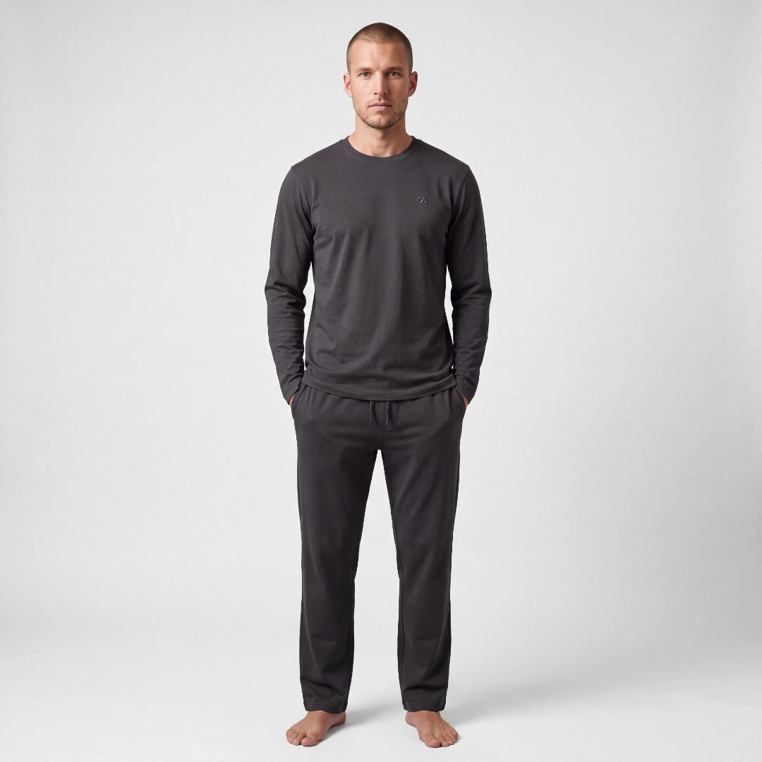 Schlafanzug Set Herren lang | Anthrazit – 5