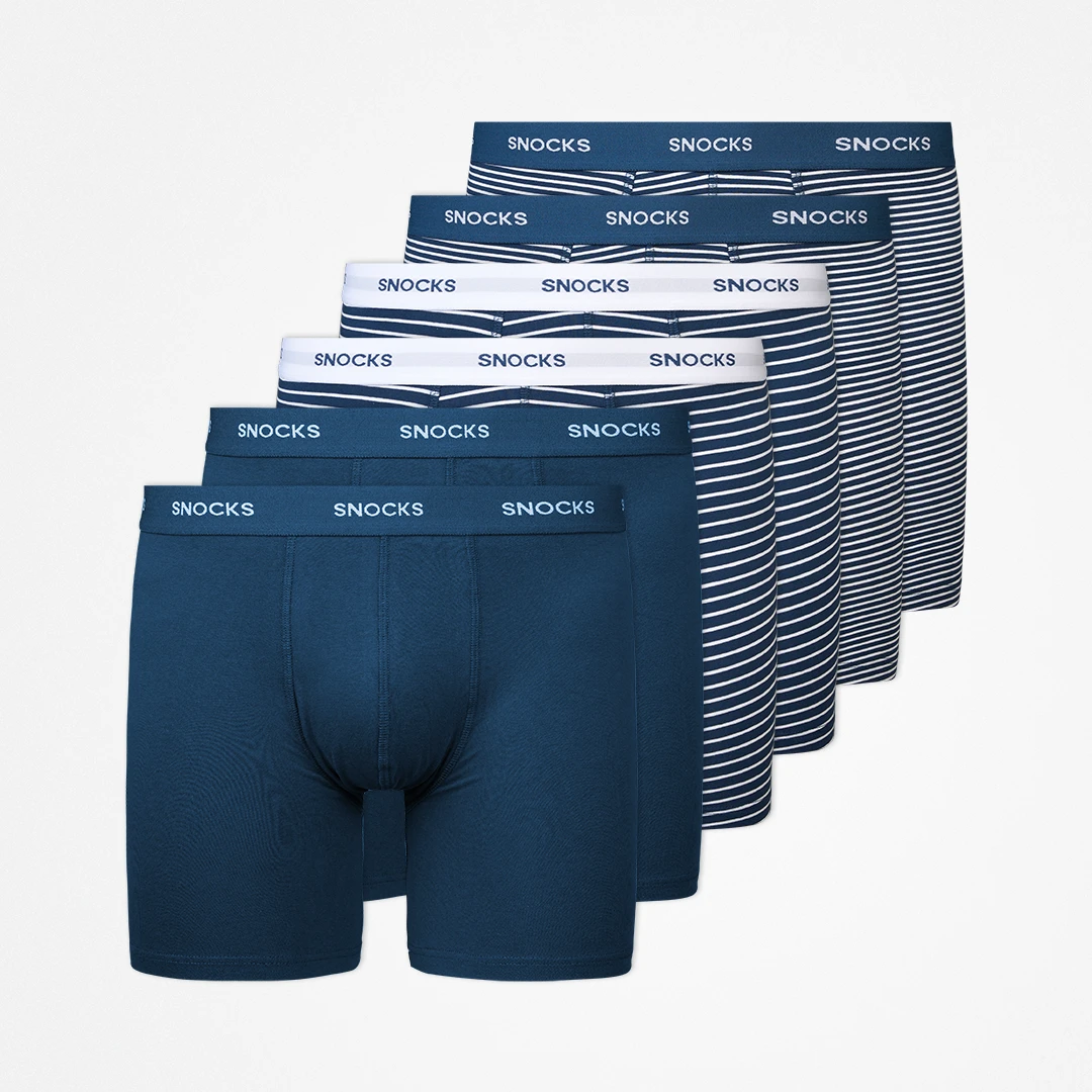 Lange Boxershorts mit Streifen | Blau – 10