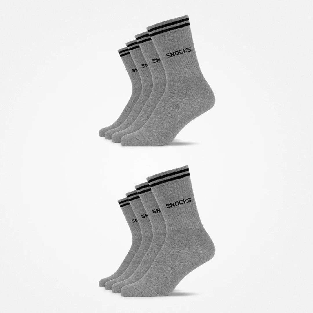 Hohe Sportsocken mit Streifen | Grau – 9
