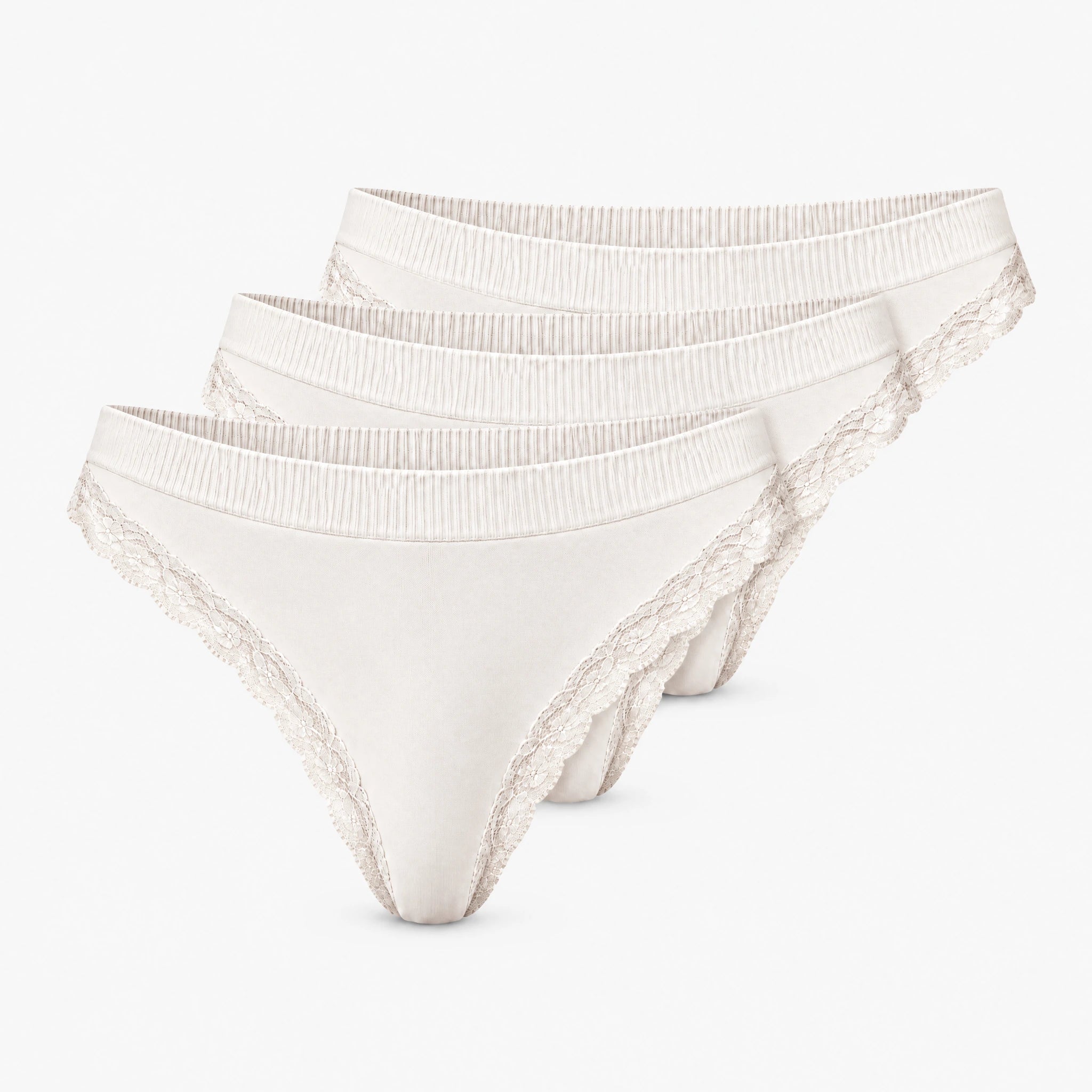Seamless Strings mit Spitze | Cremeweiß – 14