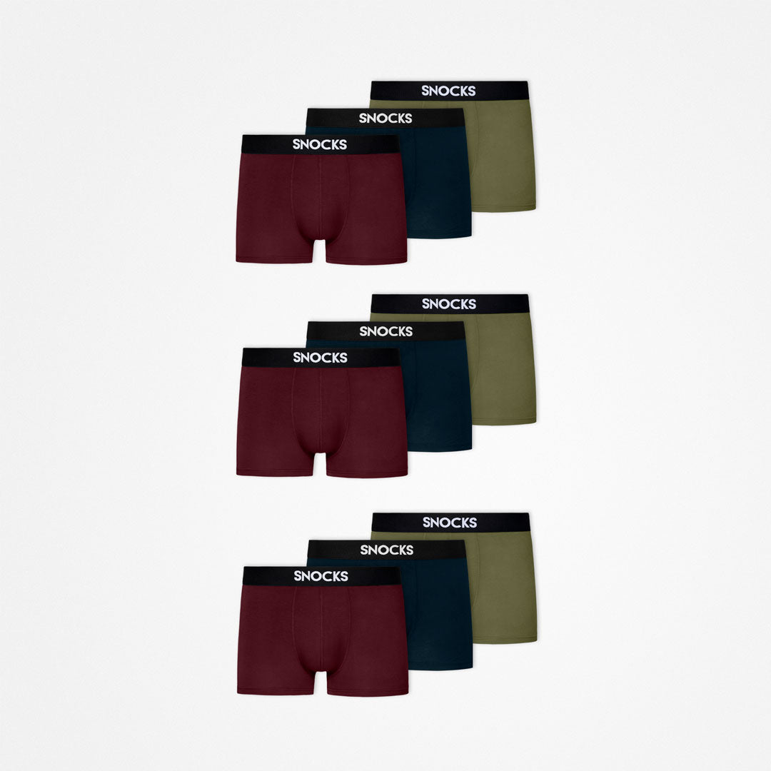 Premium Boxershorts | Mix (Rot/Olive/Blau) – 12