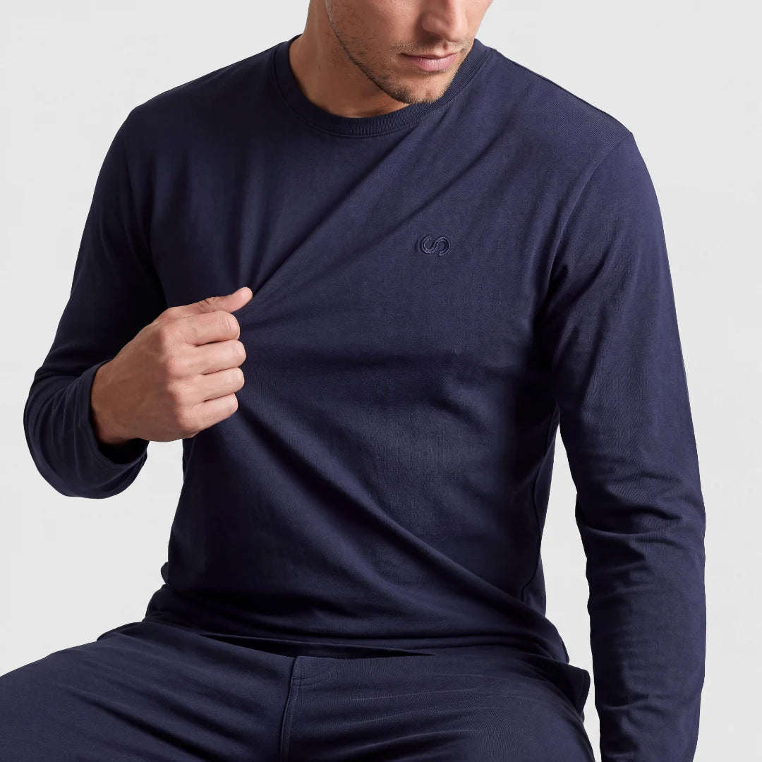 Schlafanzug Set Herren lang | Dunkelblau – 3