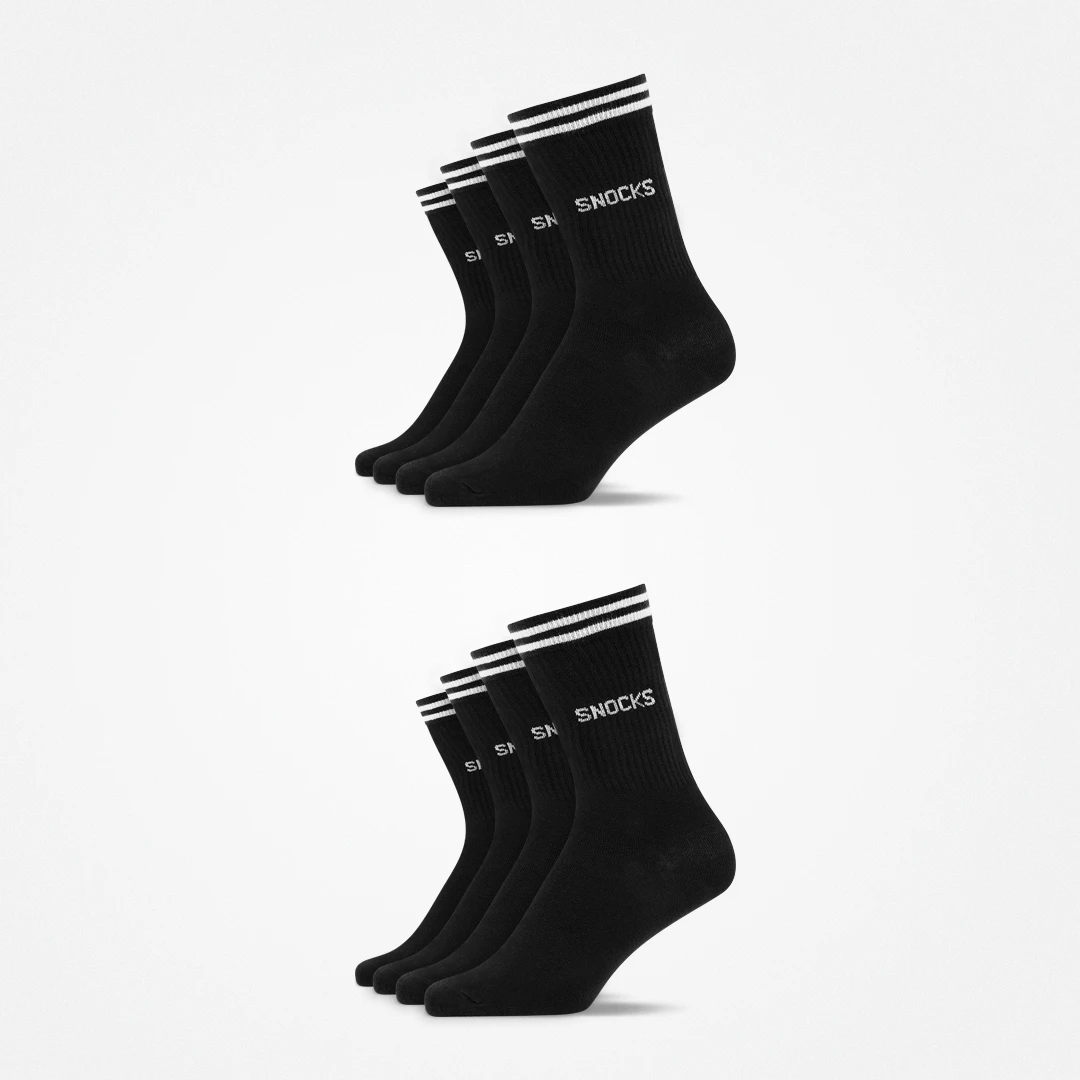 Hohe Sportsocken mit Streifen | Schwarz – 9