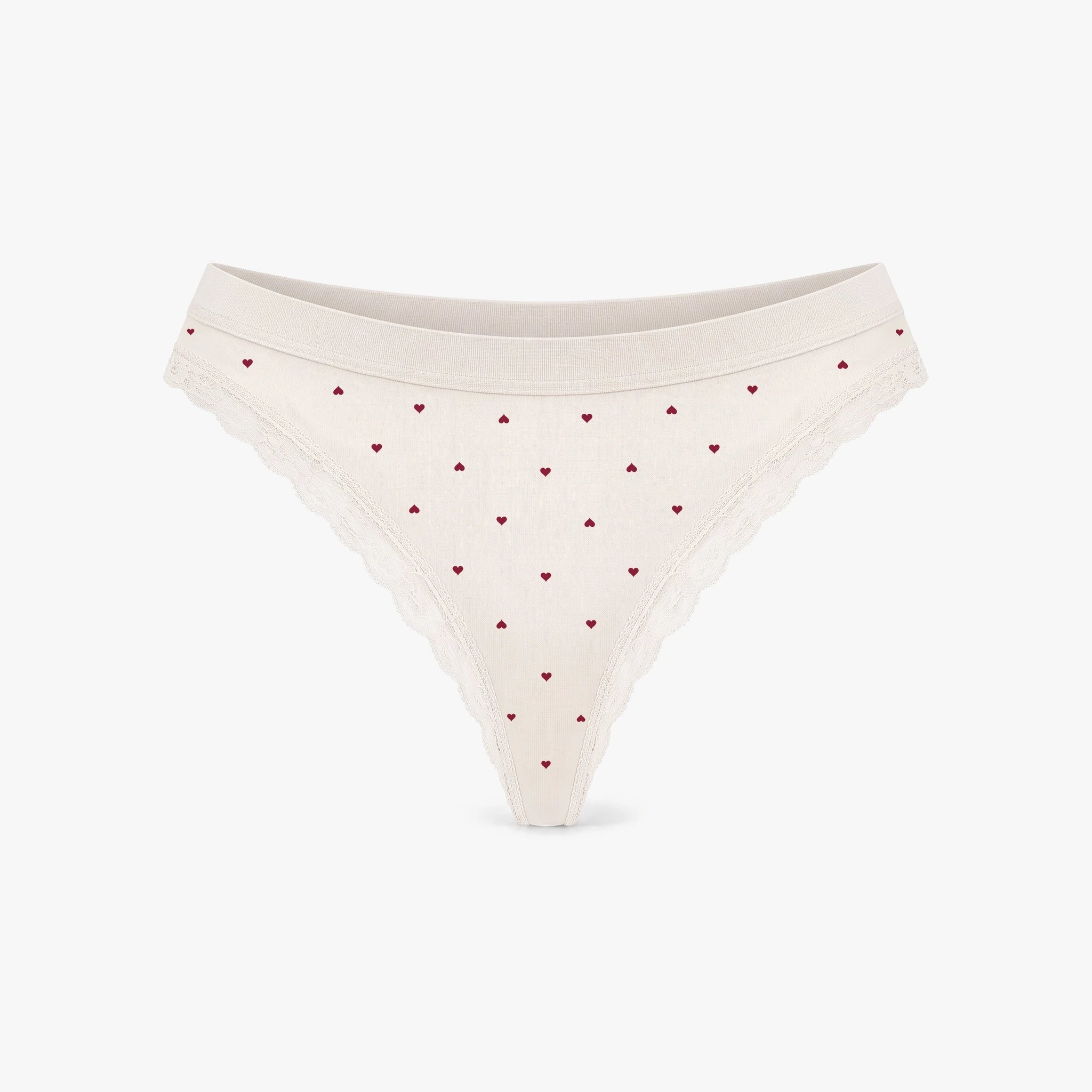 Seamless Strings mit Spitze | Cremeweiß mit Herzchen
