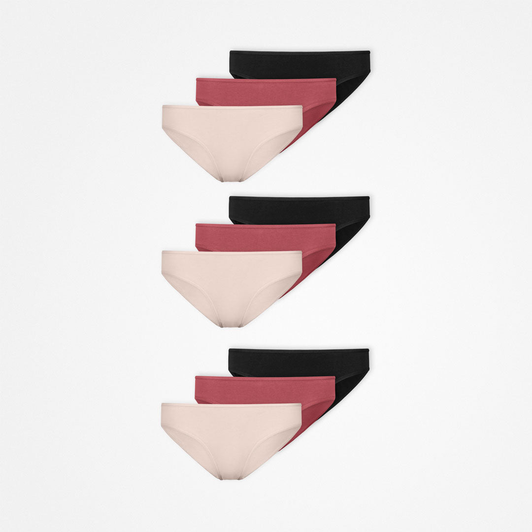 Damenslips | Mix (Apricot/Mauve/Schwarz) – 10