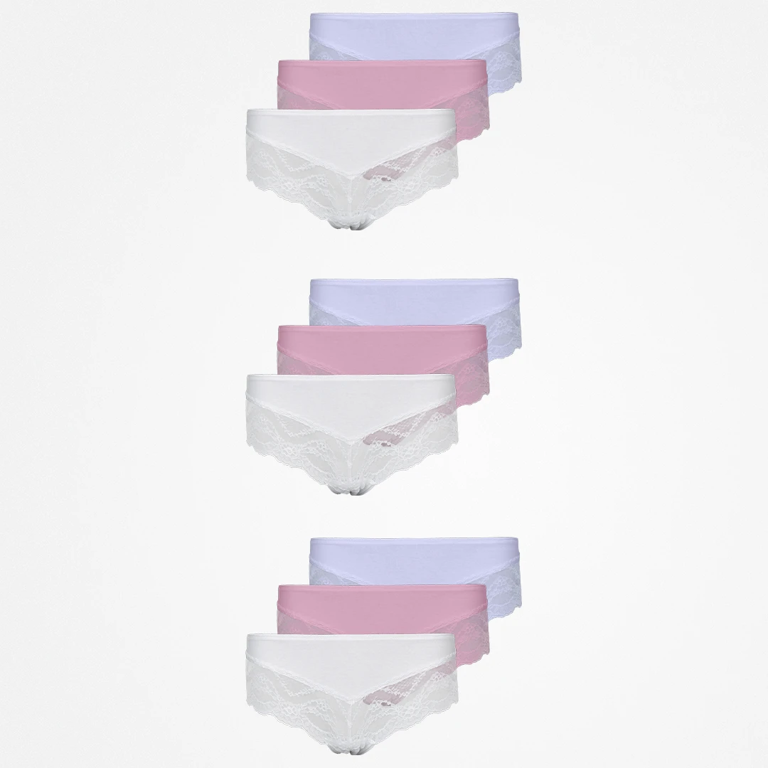 Hipster Panties mit Spitze | Mix (Weiß/Rosa/Lila) – 15
