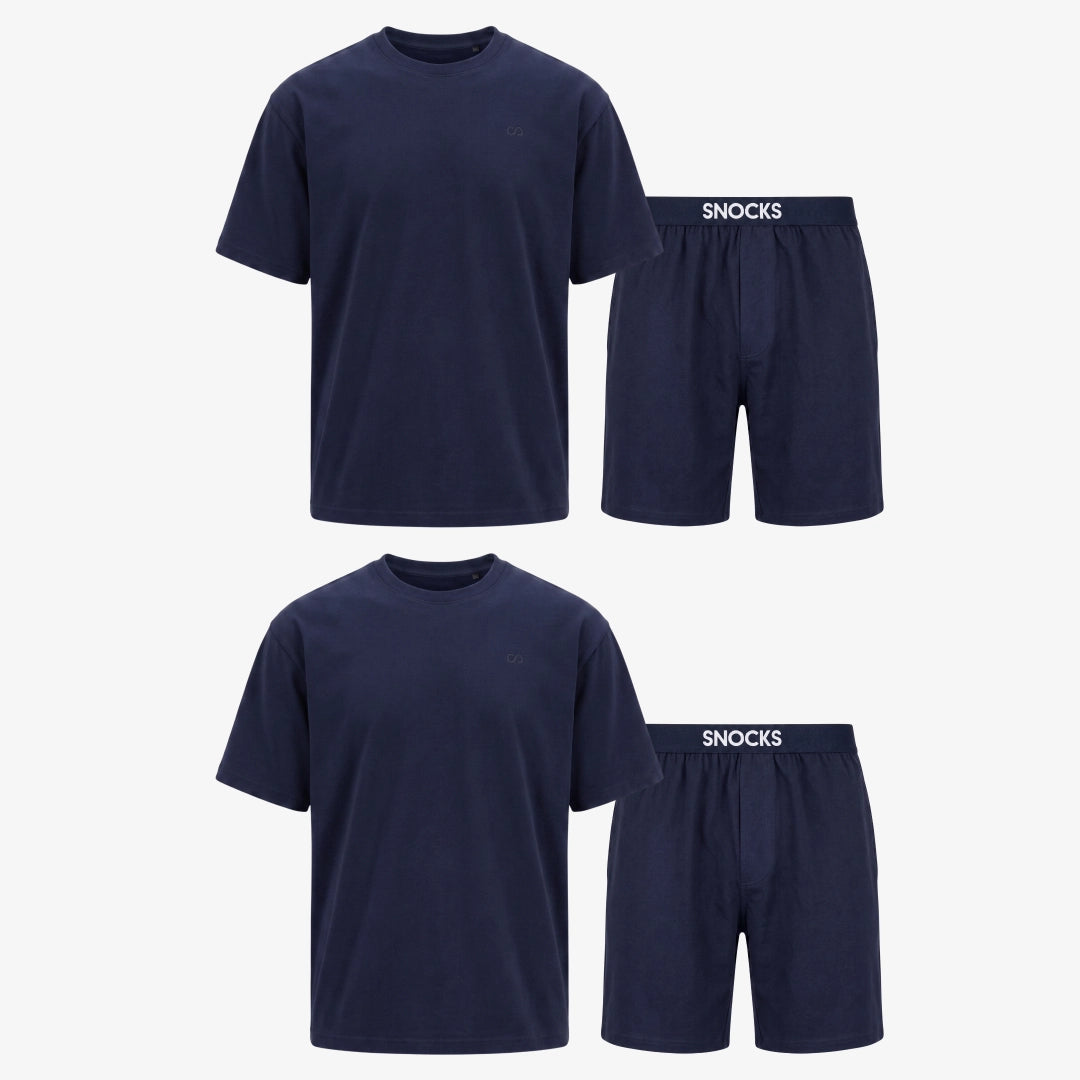 Schlafanzug Set Herren kurz | Dunkelblau – 12