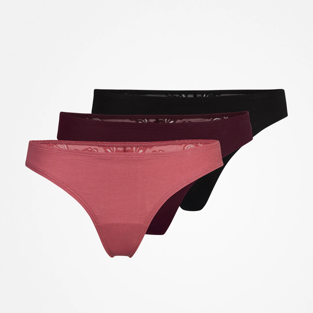 Tangas mit Spitze back ass | Mix (Mauve/Weinrot/Schwarz) – 7