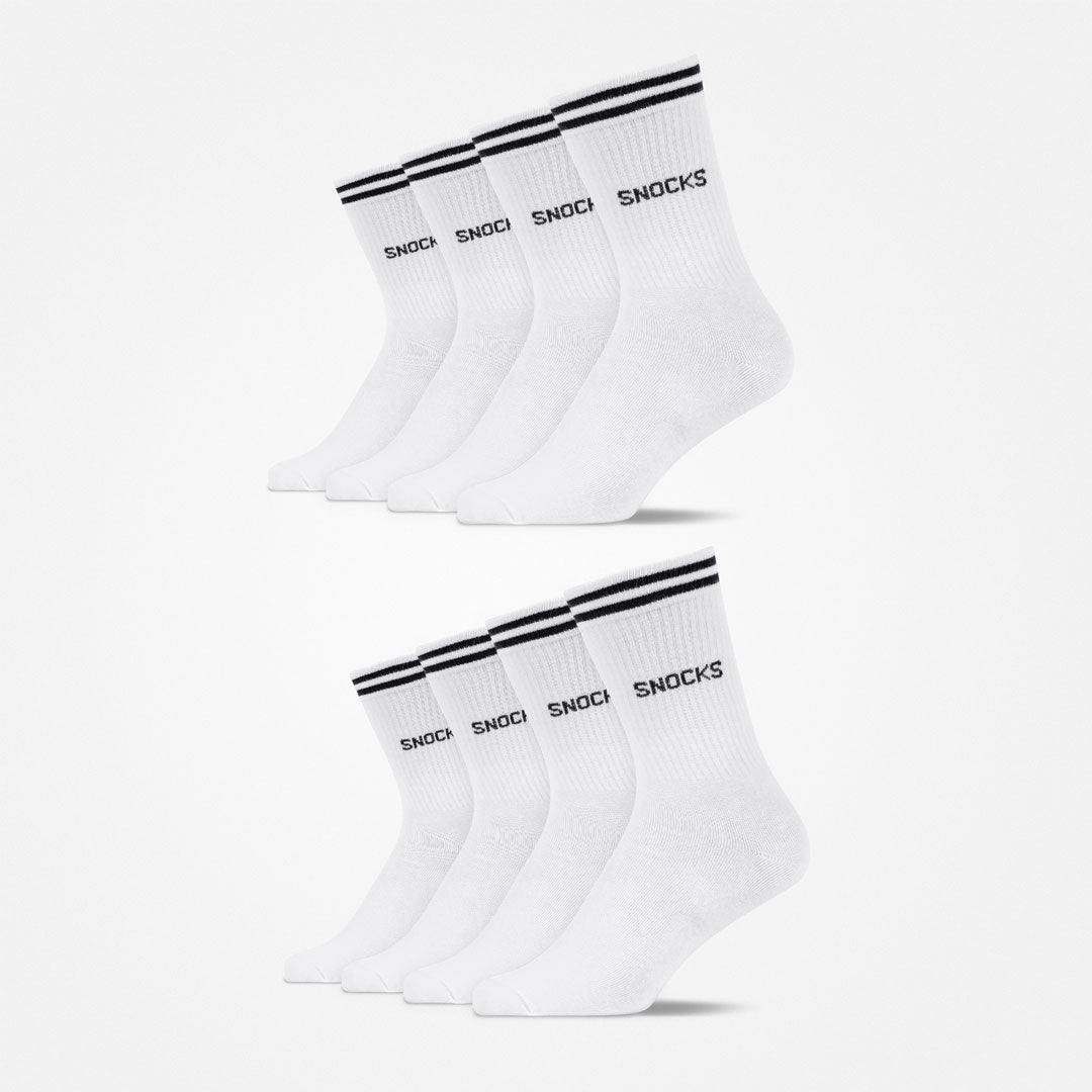 Hohe Sportsocken mit Streifen | Weiß – 9