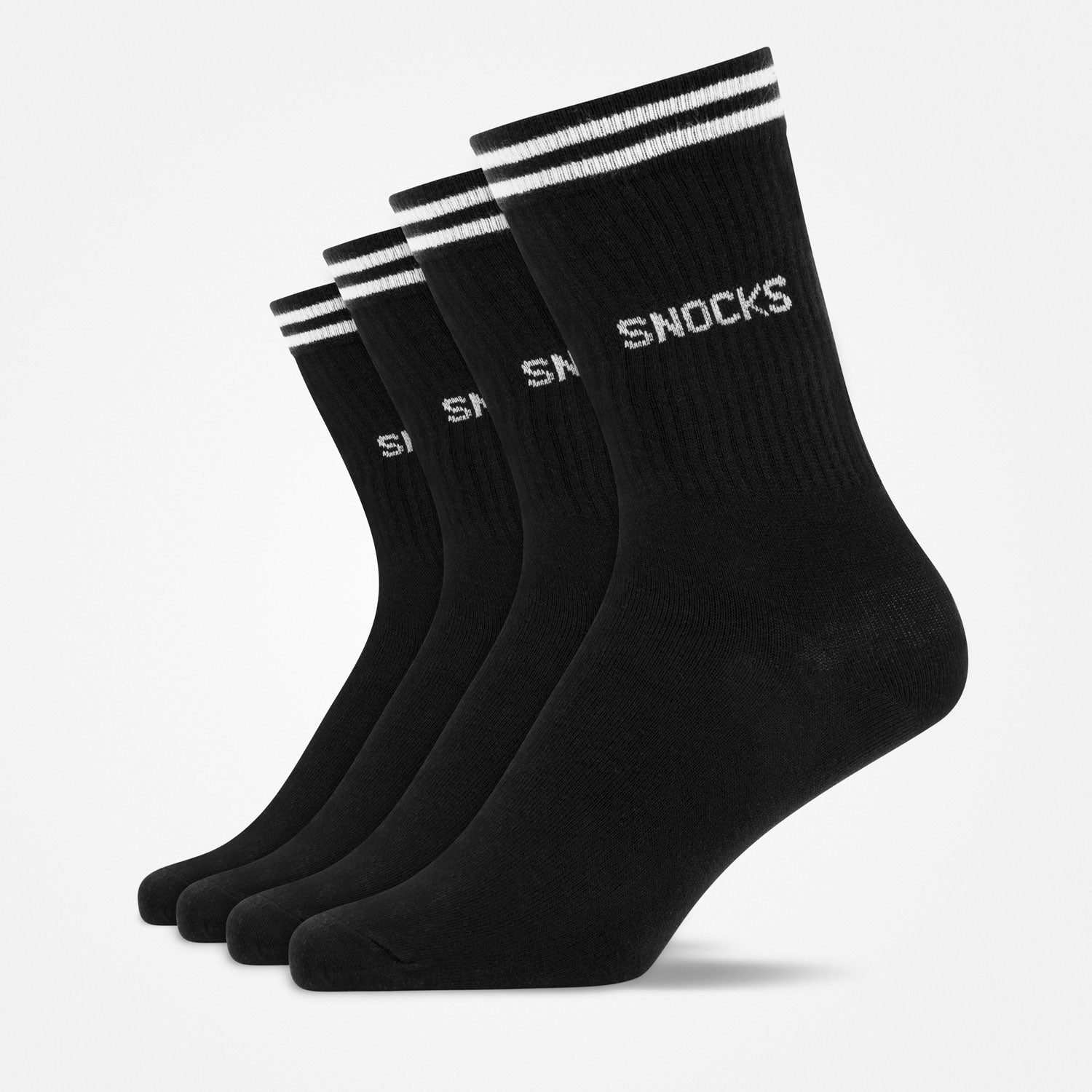 Hohe Sportsocken mit Streifen | Schwarz – 8