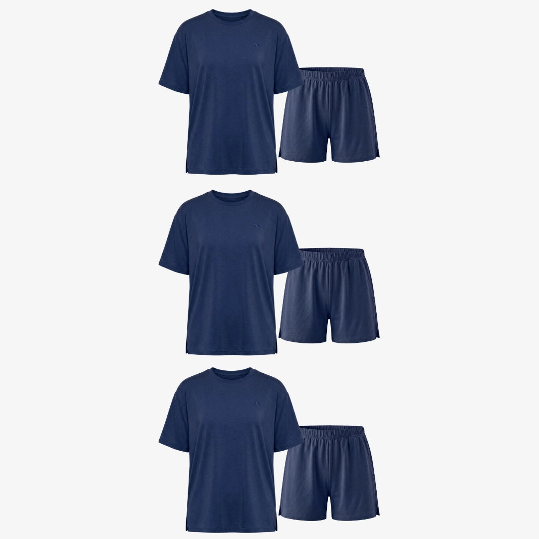 Schlafanzug Set Damen kurz | Dunkelblau – 13