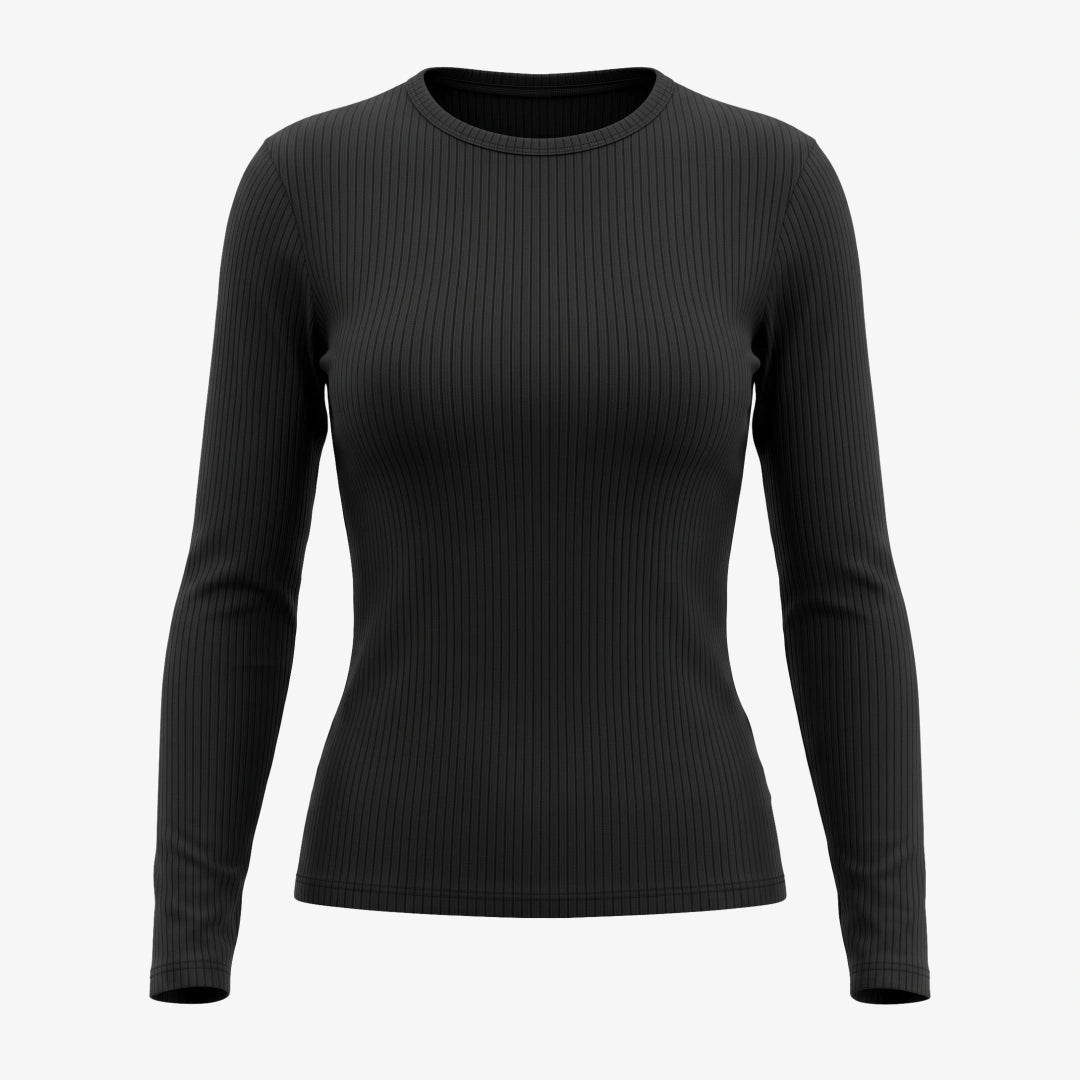 Langarmshirt Damen Rippstruktur | Schwarz – 11