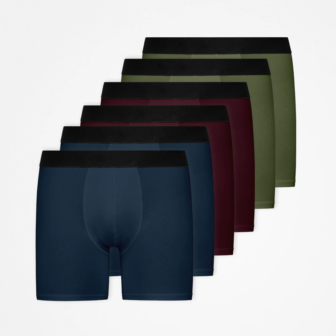 Lange Boxershorts ohne Logo | Mix (Rot/Olive/Blau) – 10