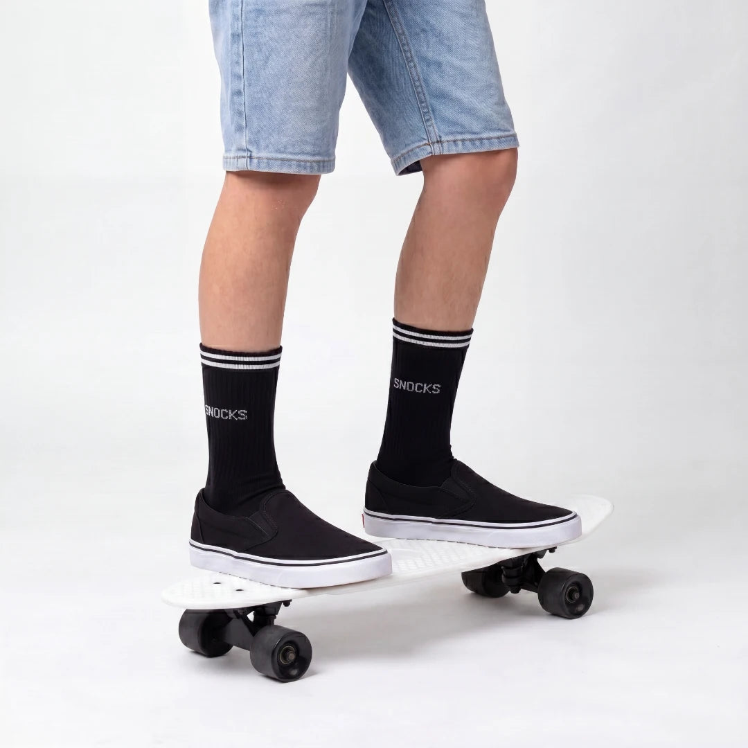 Hohe Sportsocken mit Streifen Kinder | Schwarz – 7