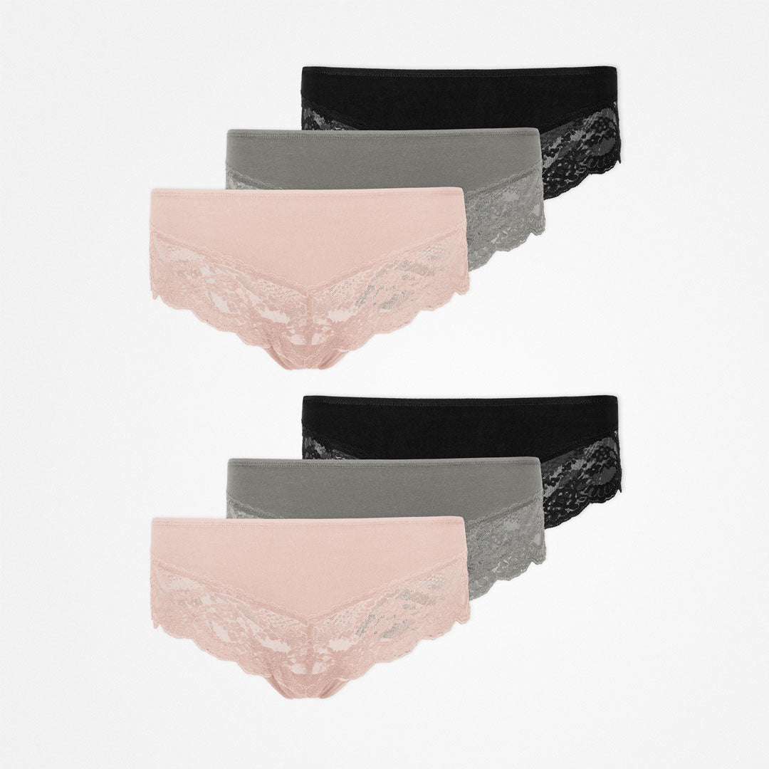 Hipster Panties mit Spitze | Mix (Apricot/Grün/Schwarz) – 14