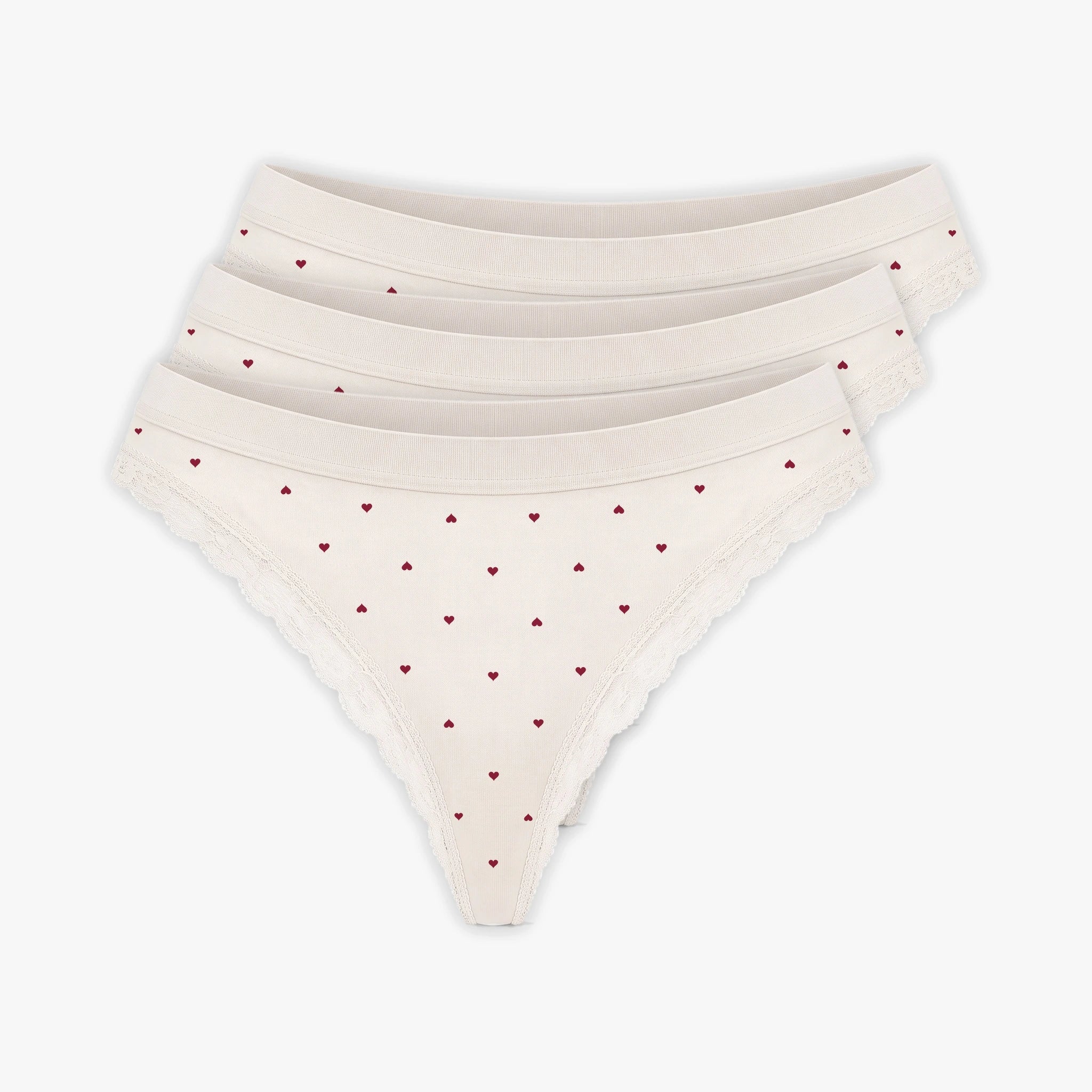 Seamless Strings mit Spitze | Cremeweiß mit Herzchen – 14