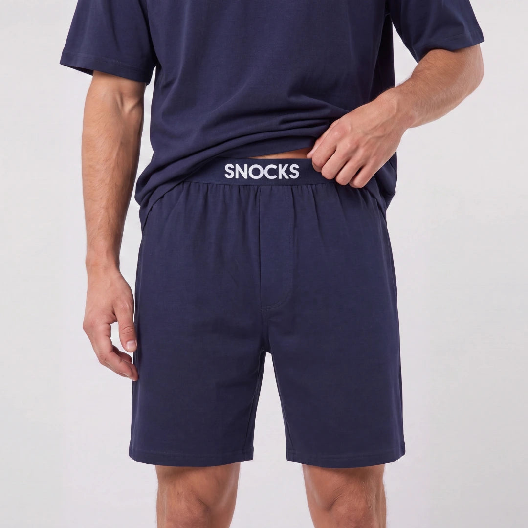 Schlafanzug Set Herren kurz | Dunkelblau – 4