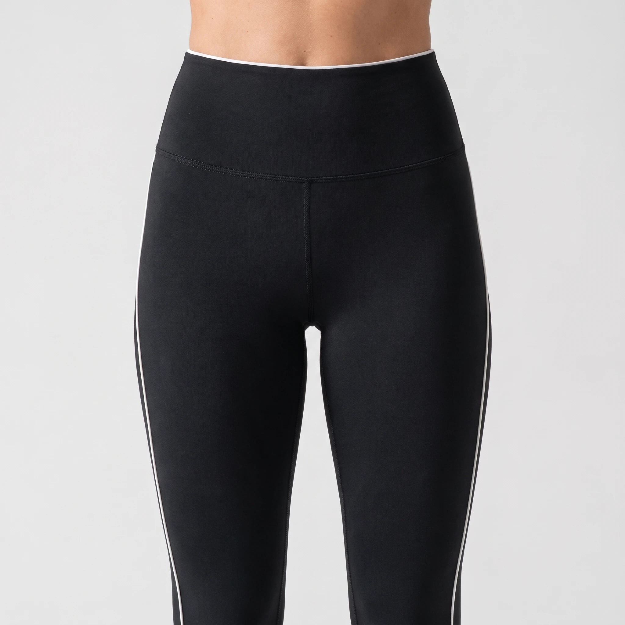 High Waist Leggings mit Retro Kontraststreifen | Schwarz – 8