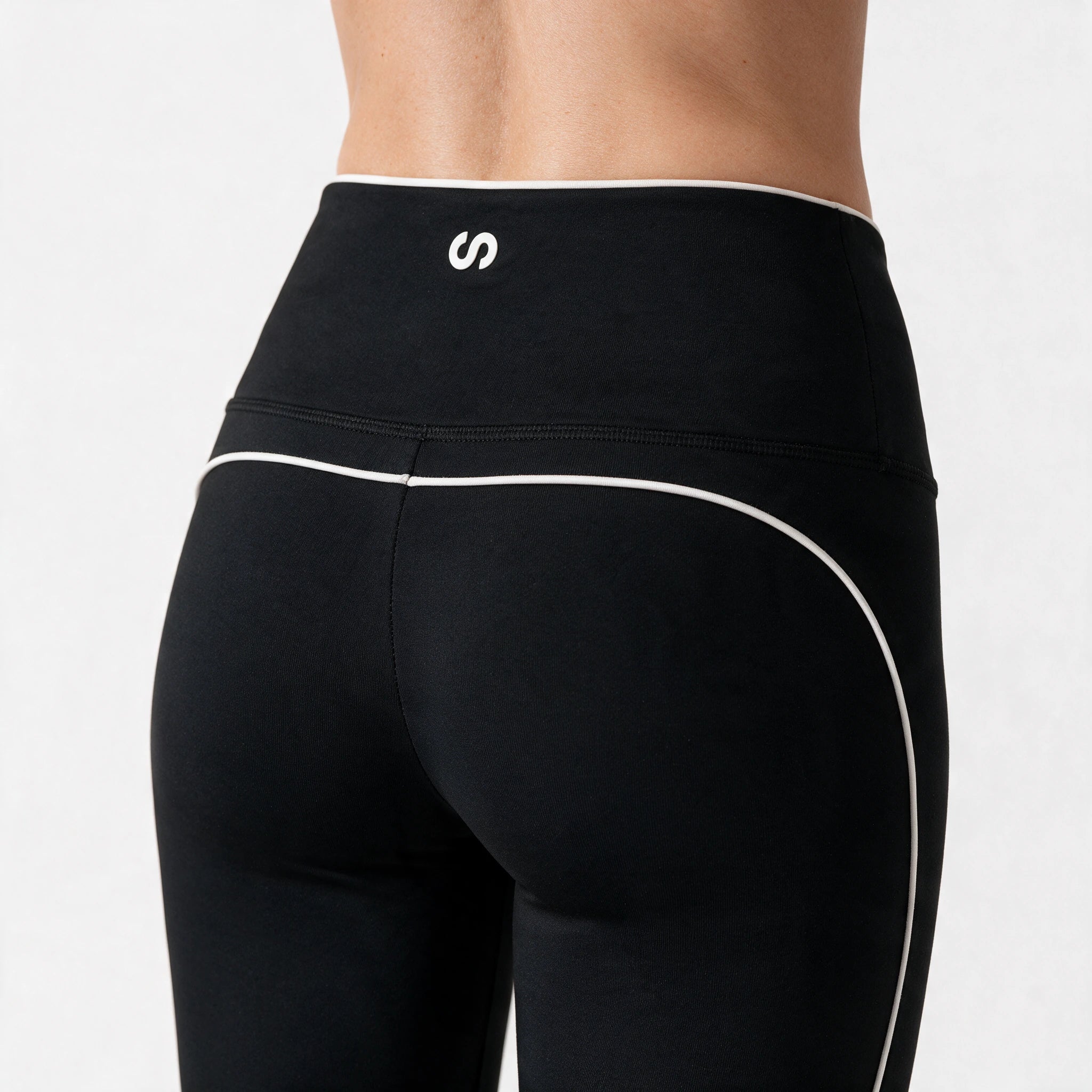 High Waist Leggings mit Retro Kontraststreifen | Schwarz – 6