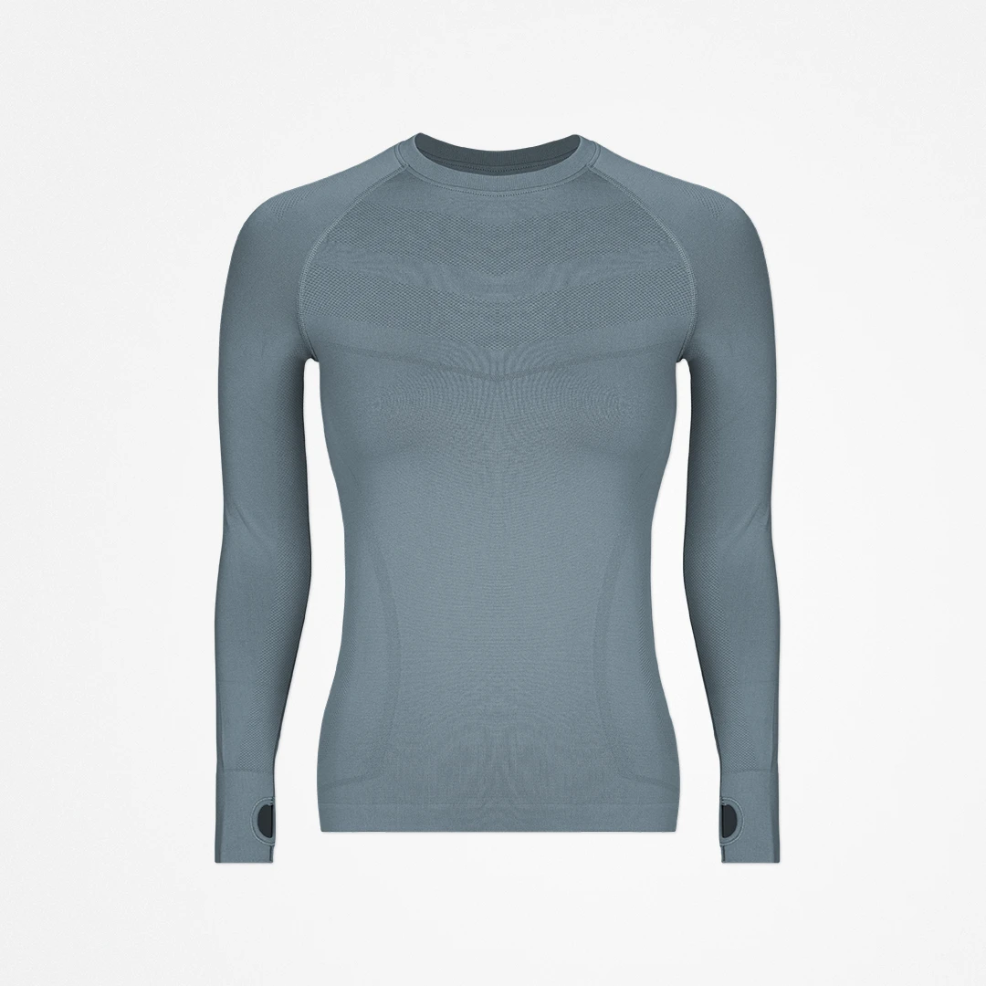 Sportshirt langarm Damen | Taubenblau – 11