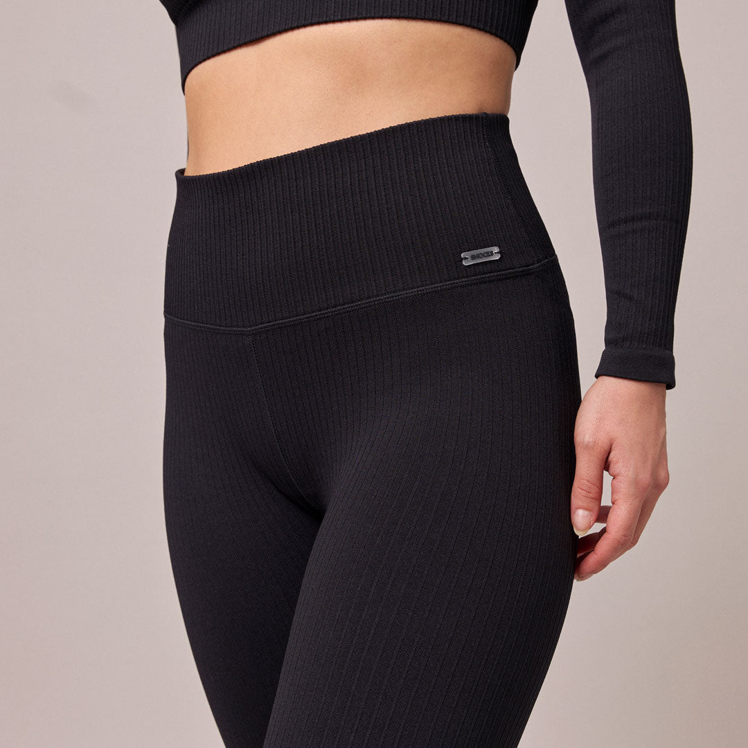 Gerippte Leggings | Schwarz – 8