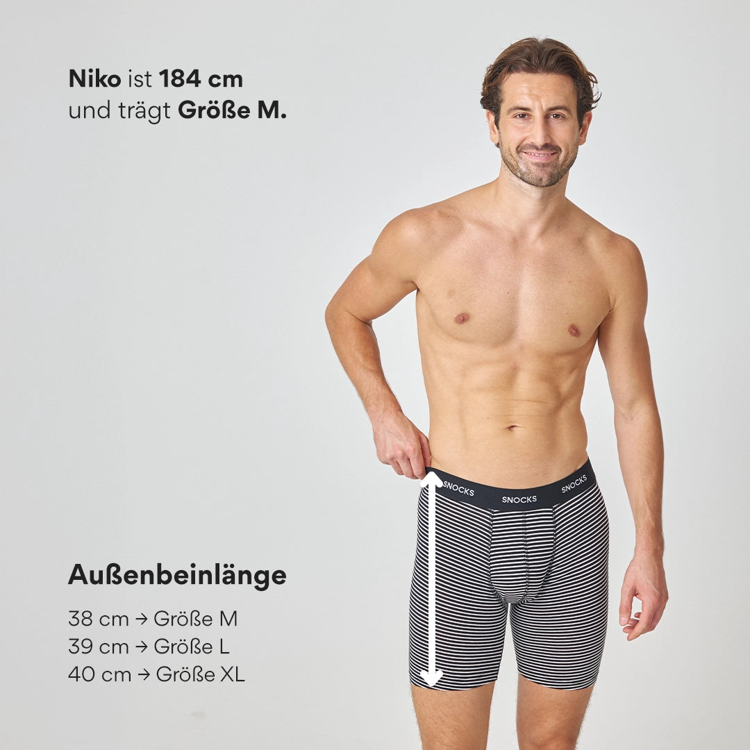 Lange Boxershorts mit Streifen | Schwarz – 8
