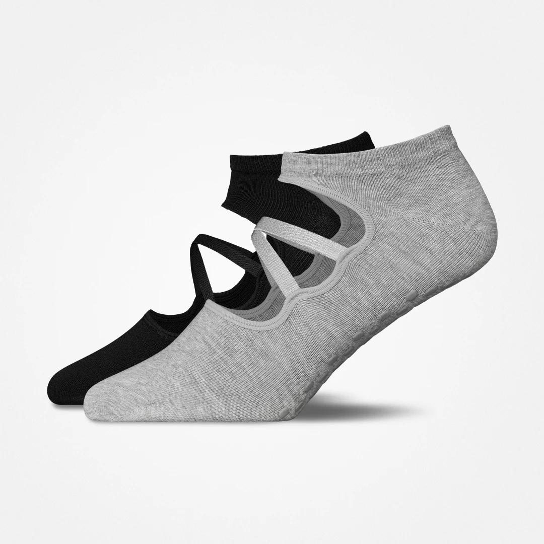 Pilates Socken mit Riemchen | Mix (Schwarz/Grau) – 7