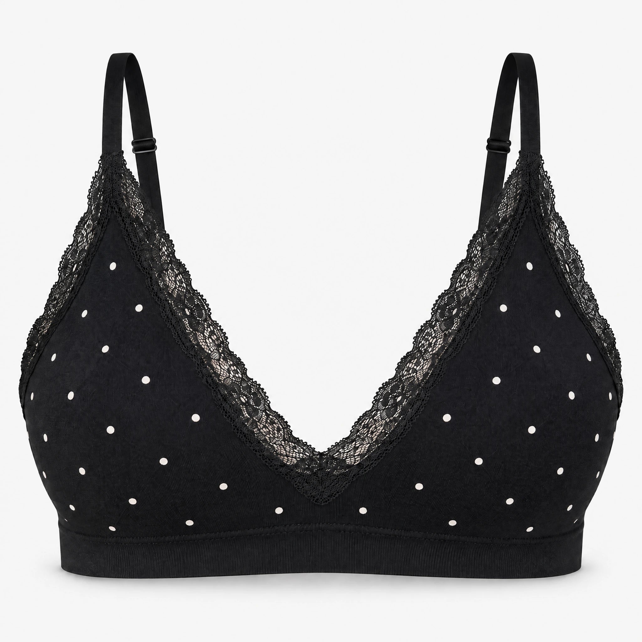 Seamless Spitzen Bralette | Schwarz mit weißen Pünktchen – 12