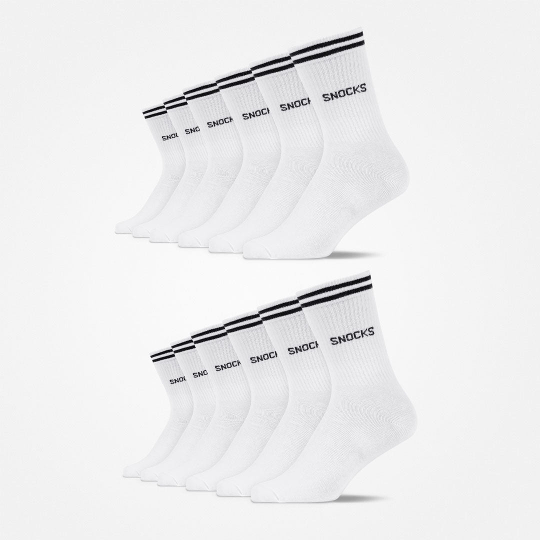 Hohe Sportsocken mit Streifen | Weiß – 10
