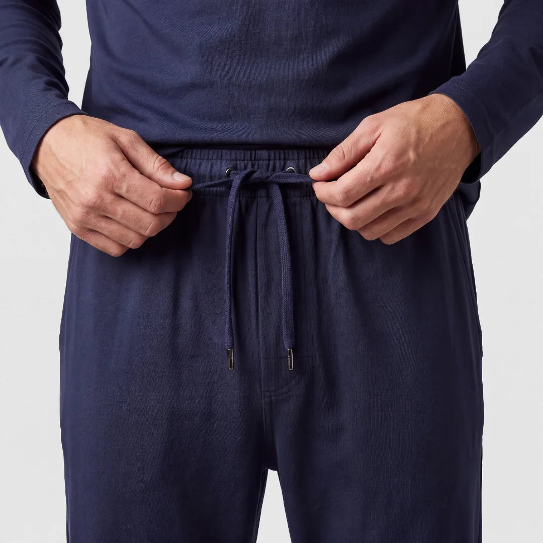 Schlafanzug Set Herren lang | Dunkelblau – 7