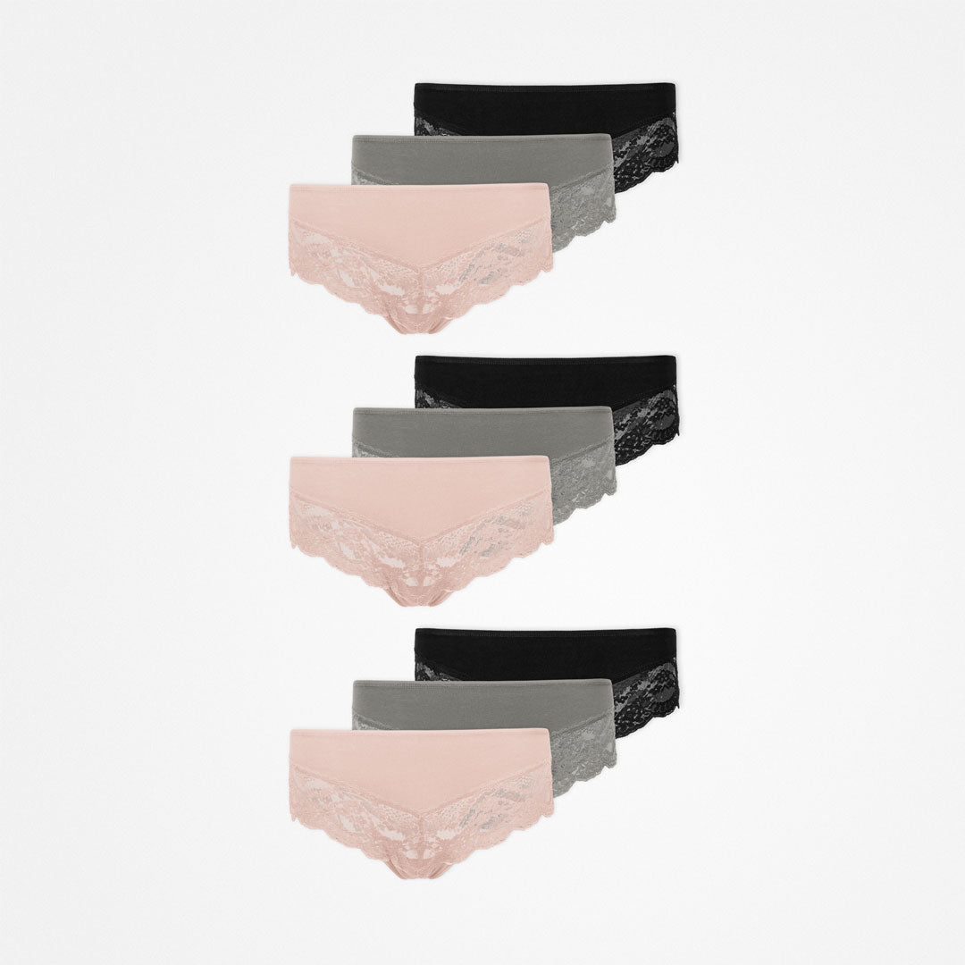 Hipster Panties mit Spitze | Mix (Apricot/Grün/Schwarz) – 15