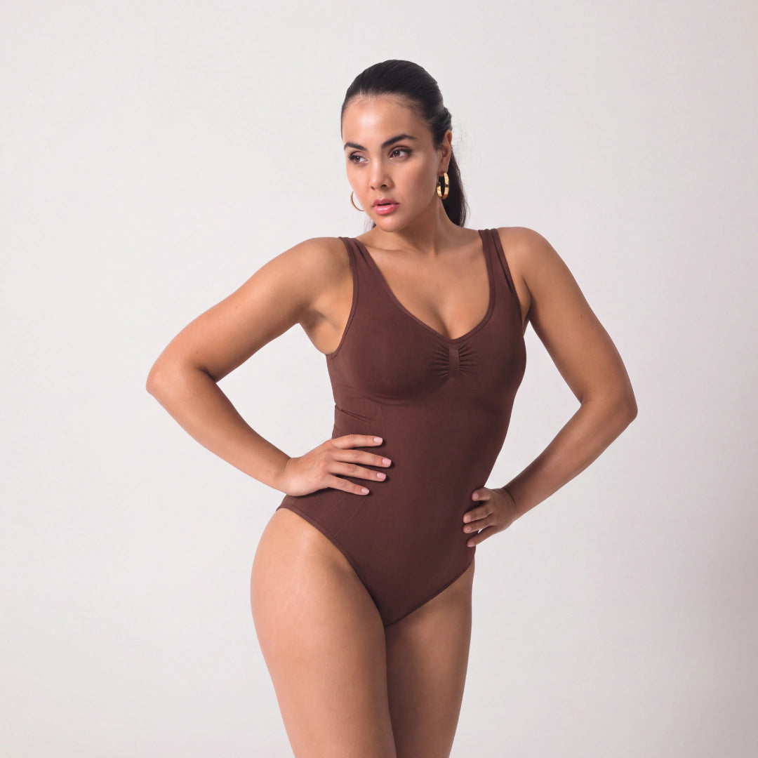 Shaping Body mit breiten Trägern | Braun – 2