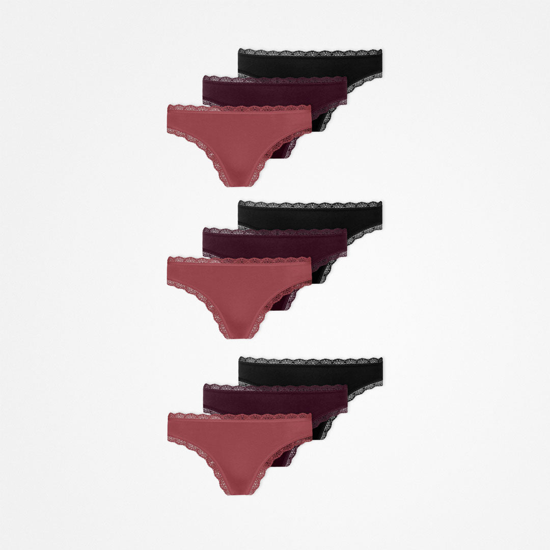 Tangas mit Spitze | Mix (Mauve/Weinrot/Schwarz) – 14
