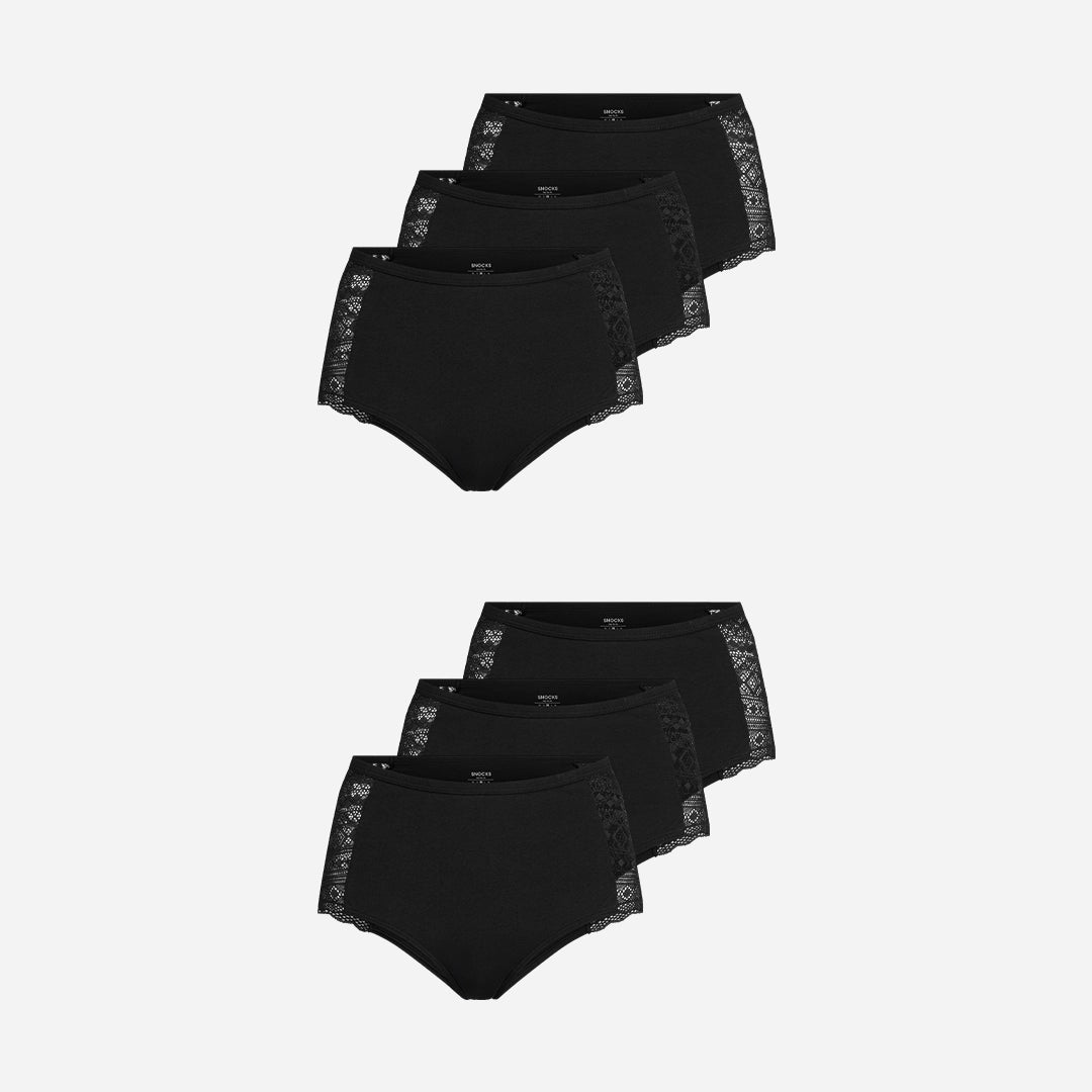 High Waist Hipster Panties mit Spitze | Schwarz – 12