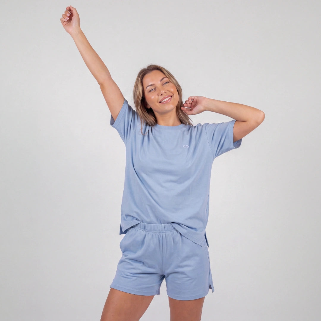 Schlafanzug Set Damen kurz | Hellblau – 2
