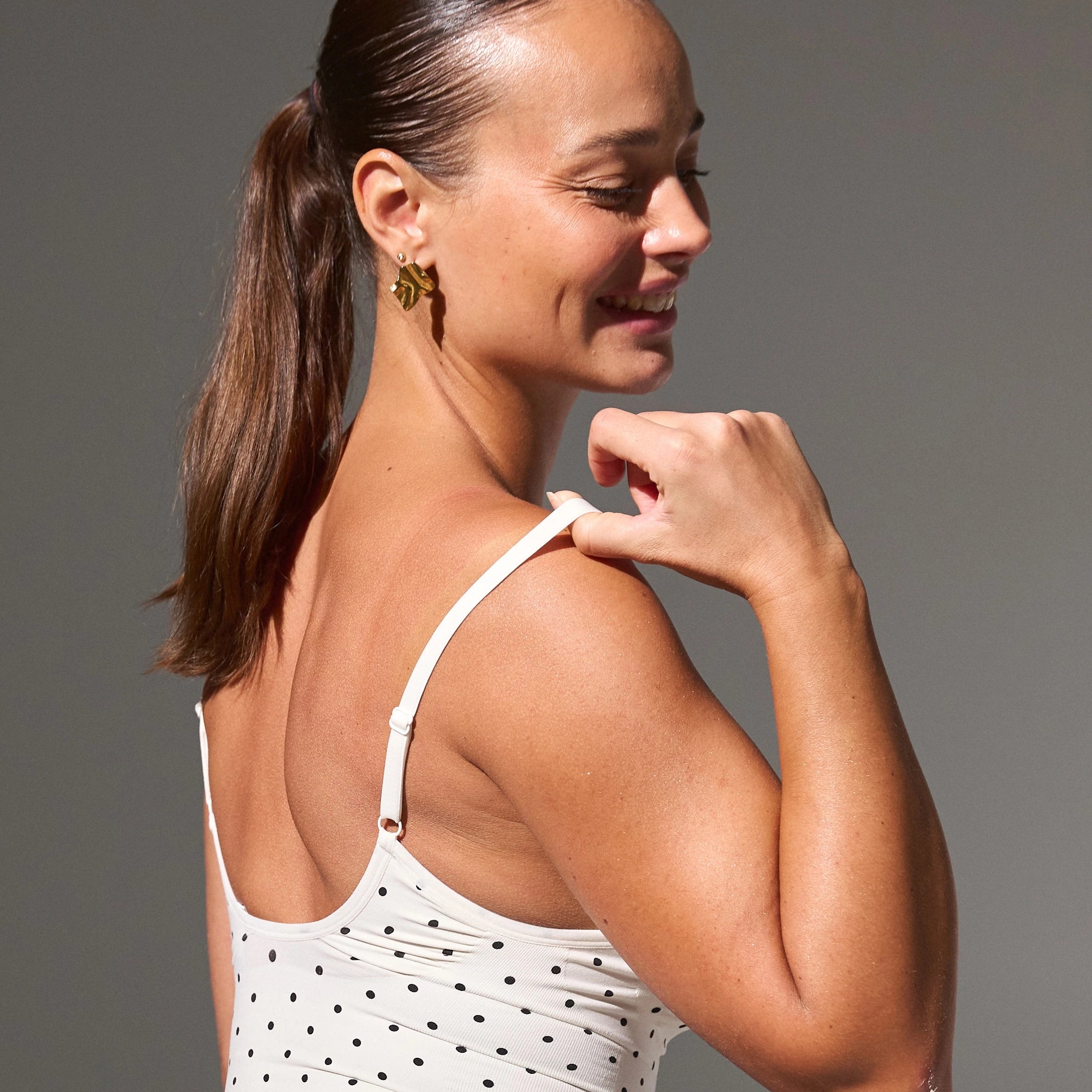 Shaping Body mit Spitze | Cremeweiß mit schwarzen Punkten – 8
