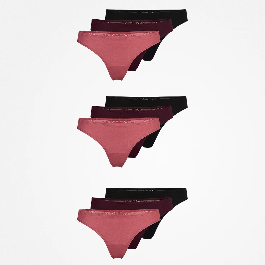 Tangas mit Spitze back ass | Mix (Mauve/Weinrot/Schwarz) – 9