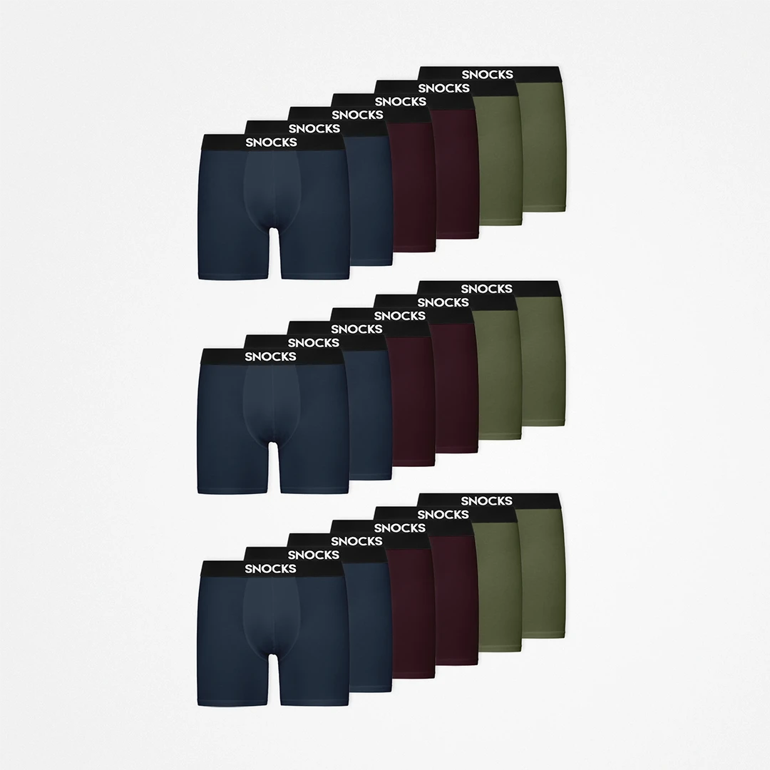 Lange Boxershorts | Mix (Rot/Olive/Blau) – 13