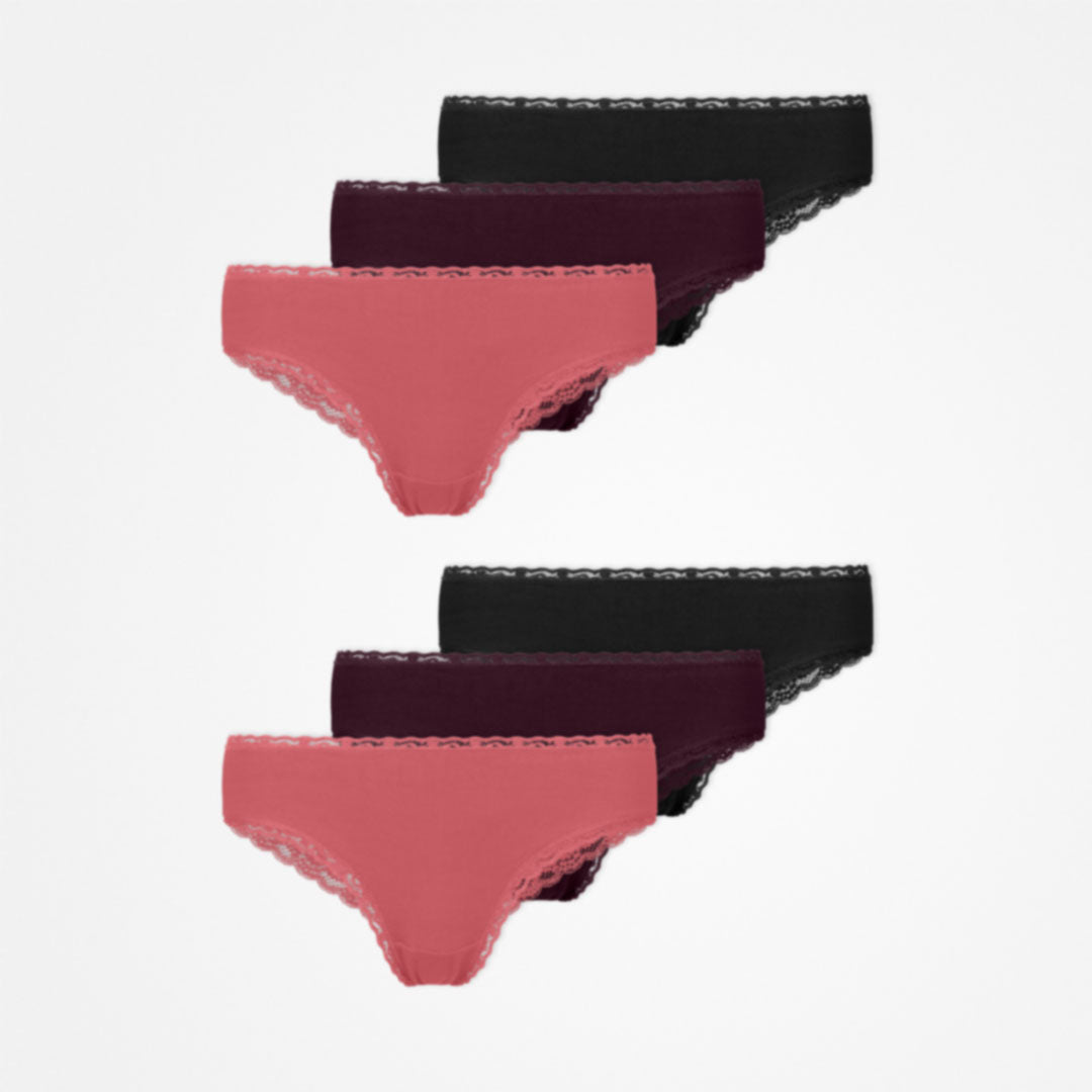 Brazilian Slips mit Spitze | Mix (Mauve/Weinrot/Schwarz) – 13