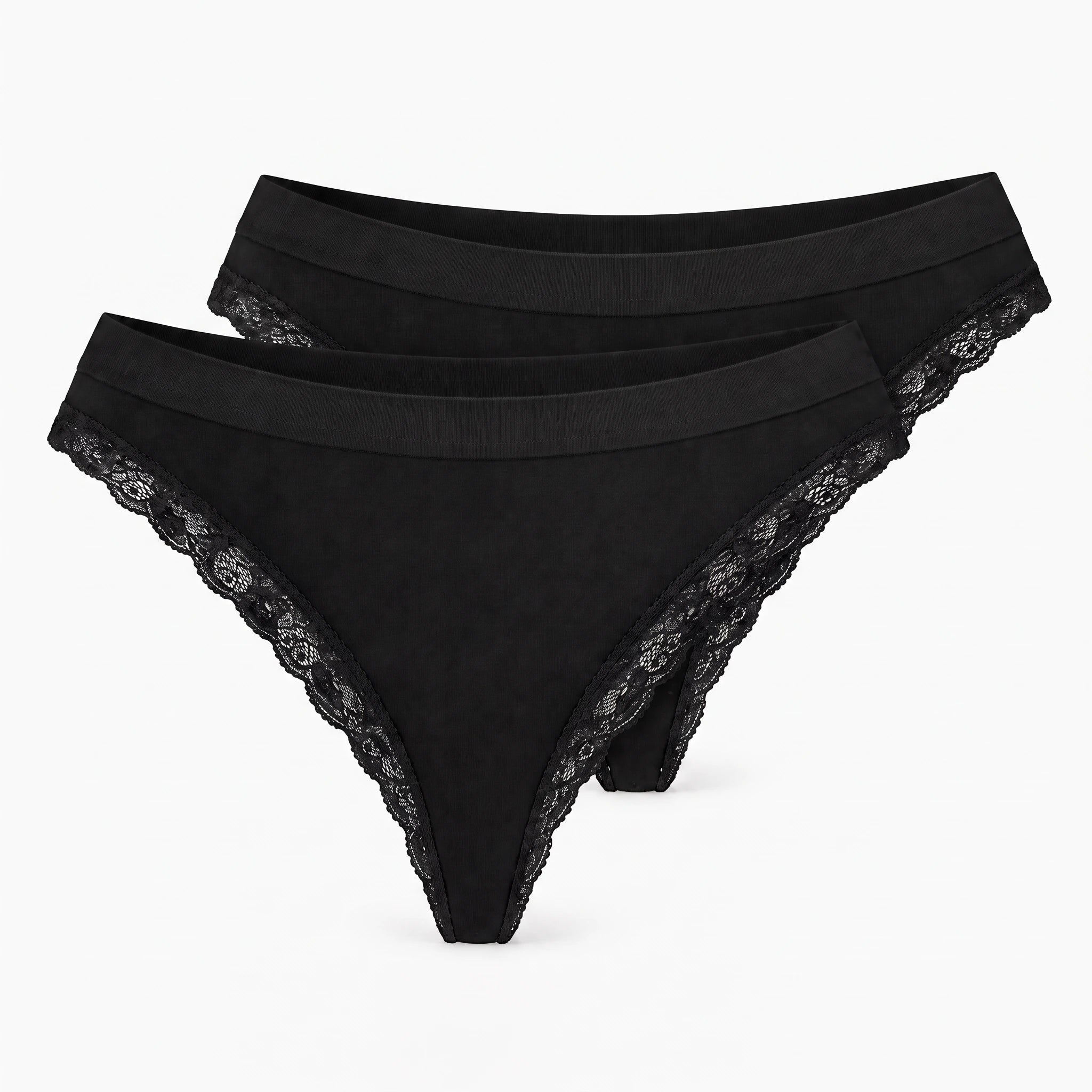 Seamless Strings mit Spitze | Schwarz – 13