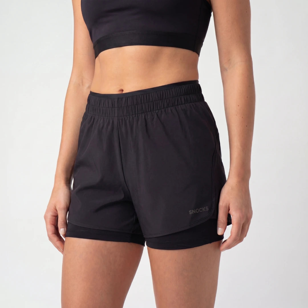 2 in 1 Sport Shorts Damen | Schwarz – 2