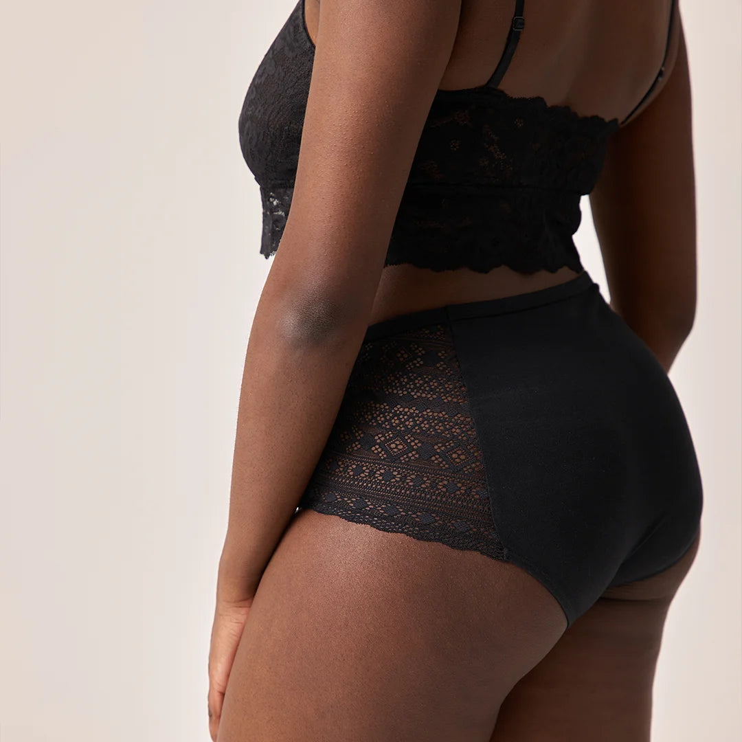 High Waist Hipster Panties mit Spitze | Mix (Mauve/Weinrot/Schwarz) – 3
