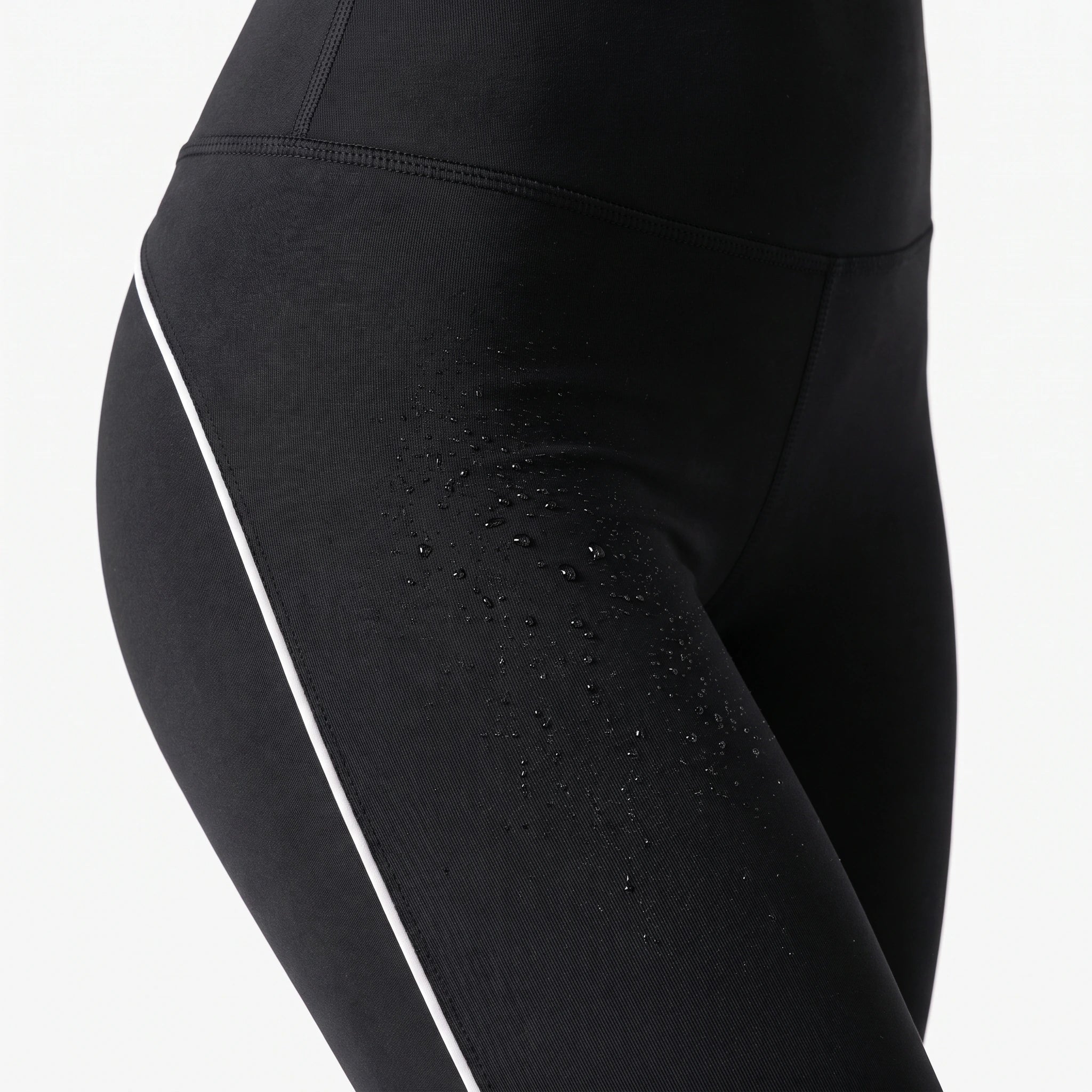 High Waist Leggings mit Retro Kontraststreifen | Schwarz – 4